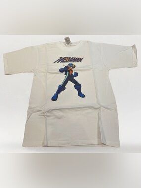 Vintage Megaman T-shirt Kids Large (14/16) Capcom Video Game Promo Tee White